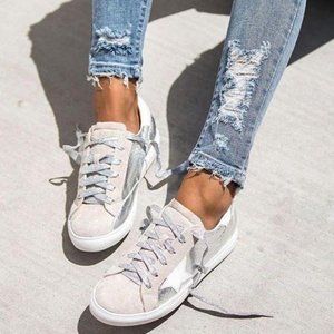 Metallic Silver Low Top Star Sneakers